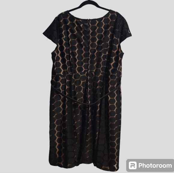 Avenue Midi Dress Women's 22/24 Black Tan Lace Short Sleeve Stretch Comfort - Picture 7 of 12